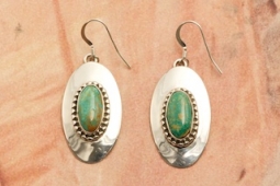 Genuine Tyrone Turquoise Sterling Silver Navajo Earrings